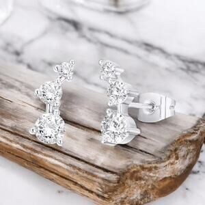NEW sterling silver cubic zirconia  climber stud earrings jewelry gift B20